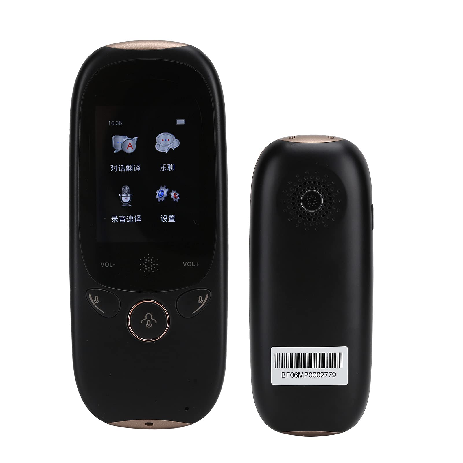 Naroote Dispositivo Traduttore Vocale, Dispositivo Traduttore Touch Screen da 2,0 Pollici per Viaggiatori d'affari (BLACK)