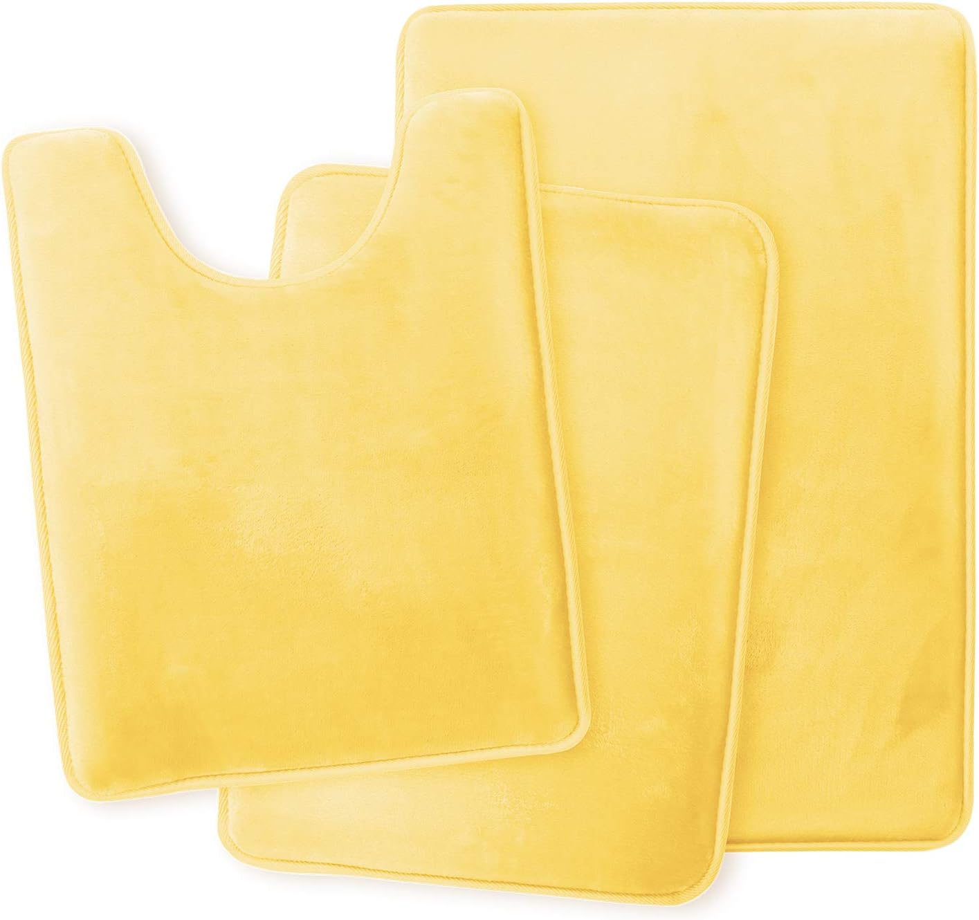 Clara Clark Bathroom Rugs – Memory Foam Bath Mat Set for Bathroom, Non Slip Absorbent Velvet - Fast Drying Bath Mats – Bathroom Rug and Contour Rug Set 3 Piece - 20 x 32-17 x 24-19 x 24, Yellow : Home & Kitchen
