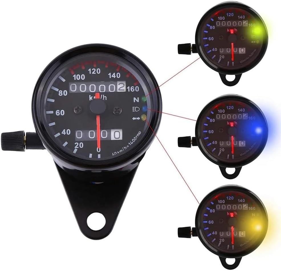 Motorcycle Odometer Gauge Motorcycle Tachometer Odometer Gauge Universal 12V Dual Speed Meter with Indicator Tachometer for Motorbike