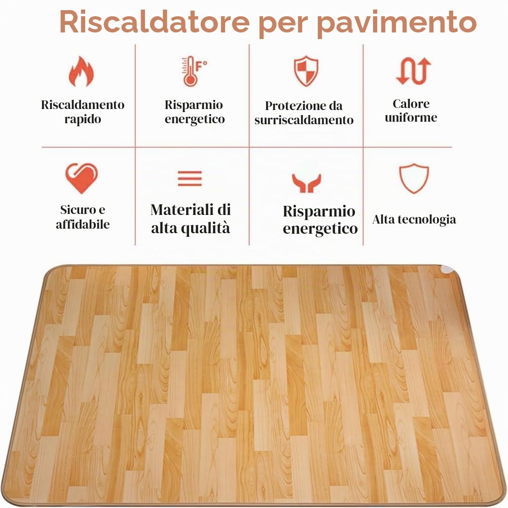 Tappetino riscaldante, Tappeto riscaldante Elettrico grafene, Riscaldamento Pavimento infrarossi, Scaldapiedi sotto la scrivania per Soggiorno, Camera da Letto, Ufficio,F,50x80cm