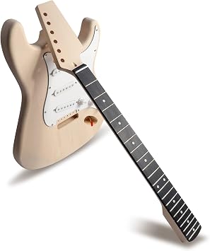 DIY Electric Guitar Kit Strut Style Beginner Kit 6 String Right Handed Basswood Body Maple Neck Poplar Laminated Fingerboard Chrome Hardware Build Your Own Guitar