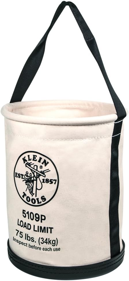 Exclusive Klein Tools 5109P Canvas Bucket, Wide Straight Wall Tool Bucket with Pocket, Made of No. 6 Canvas and Black Molded Bottom, 75Lb Load Rated Free Shipping Offer Klein Tools 5109P Canvas Bucket, Wide Straight Wall Tool Bucket with Pocket, Made of No. 6 Canvas and Black Molded Bottom, 75Lb Load Rated