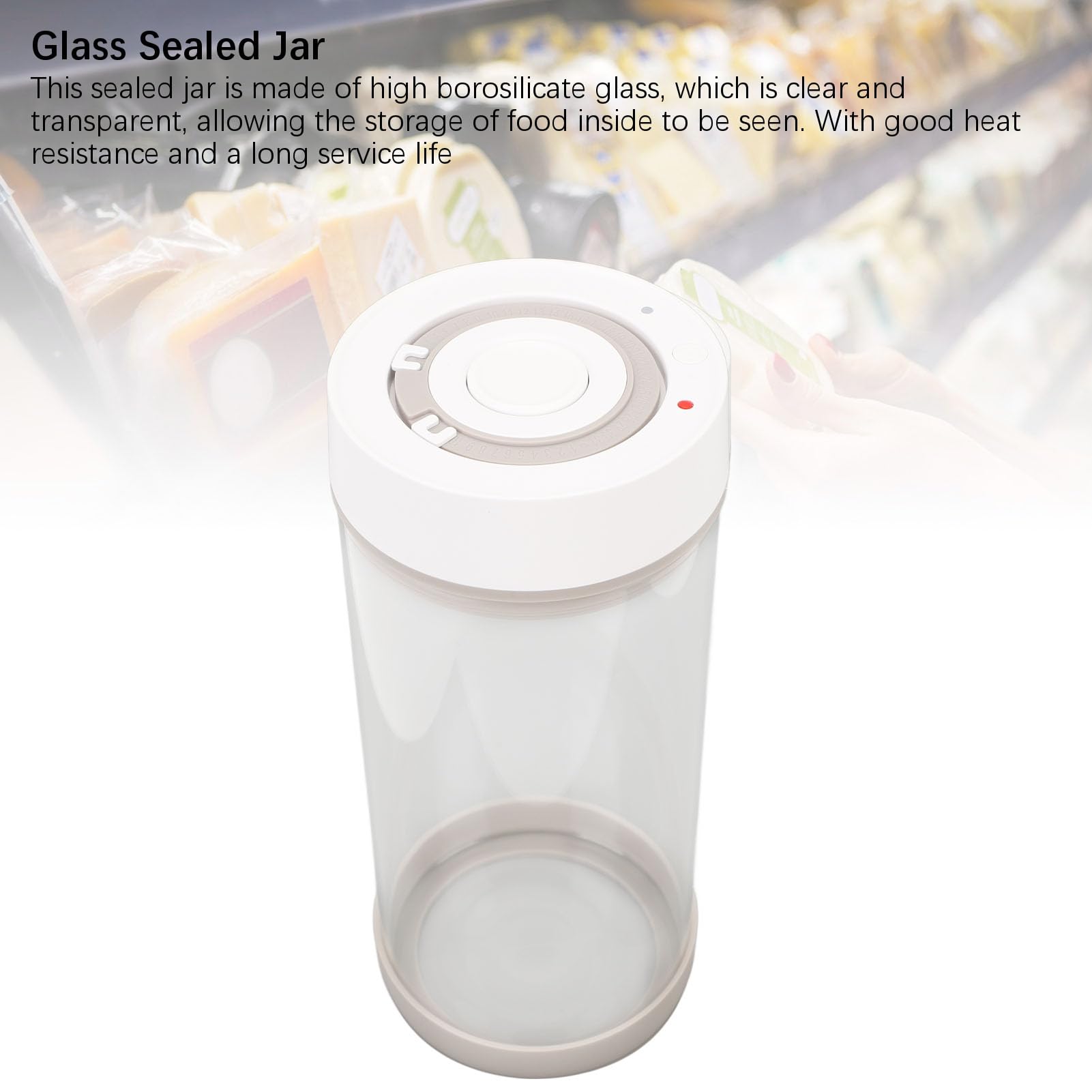Vorratsdose, versiegelt, elektrisch, aus Glas, mit Akku, für den Organizer von Nüssen und Kaffeebohnen in der Küche (1350 ml)
