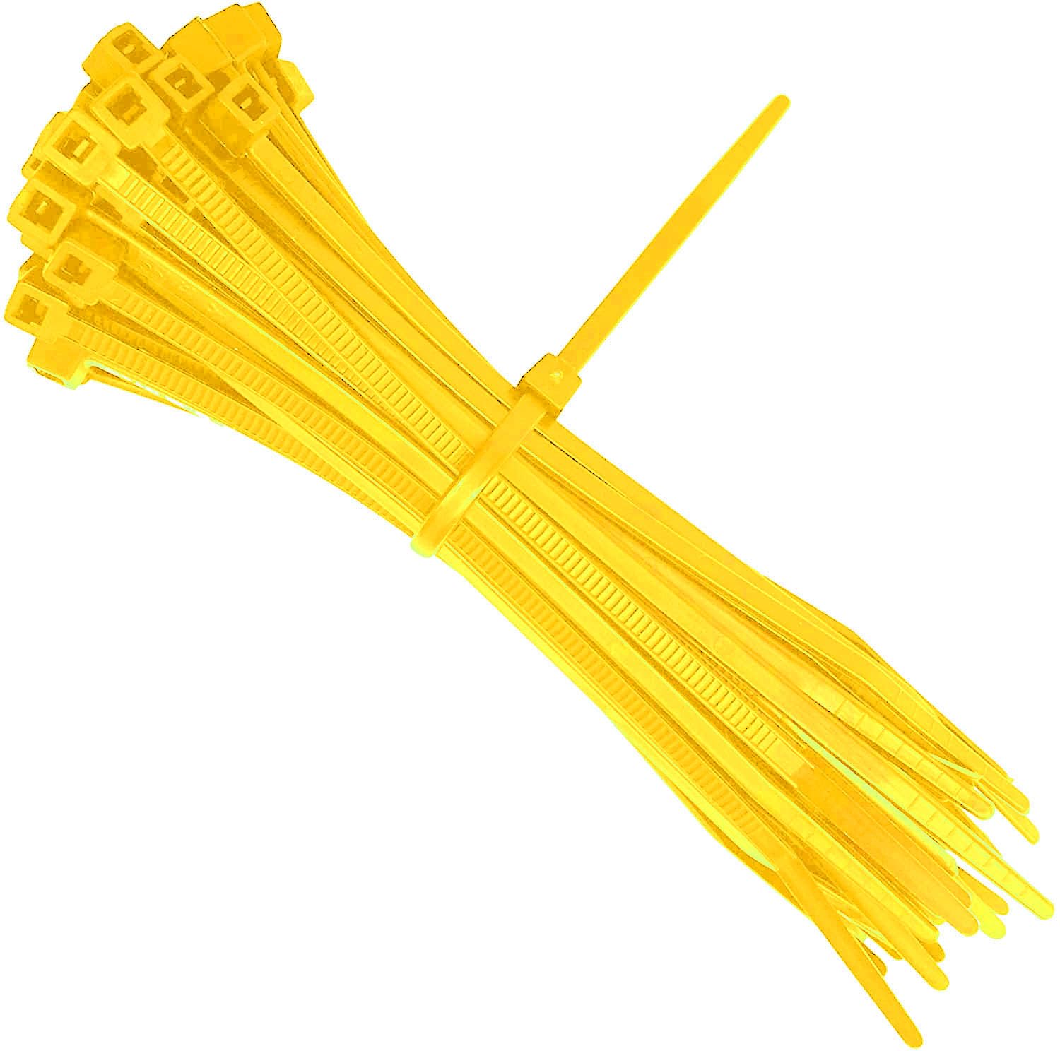 Colour Cable Ties 200mm Length 4.8mm Width Various Pack Size Nylon Strong Cable Ties (10, Yellow)