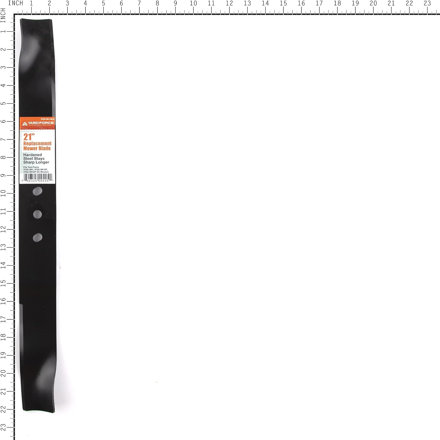Yard Force 21-Inch 3N1 Lawn Mower Blade with ruler for dimensions