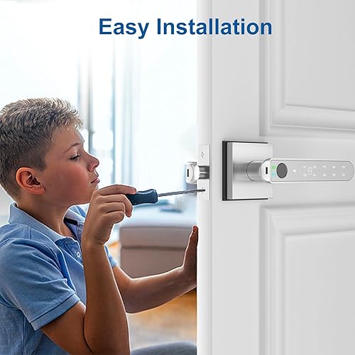 Miniatura 7 de Foxgard - Cerradura inteligente de huellas dactilares para puerta: Perilla de puerta de huellas dactilares - Cerradura de puerta biométrica de 5 en