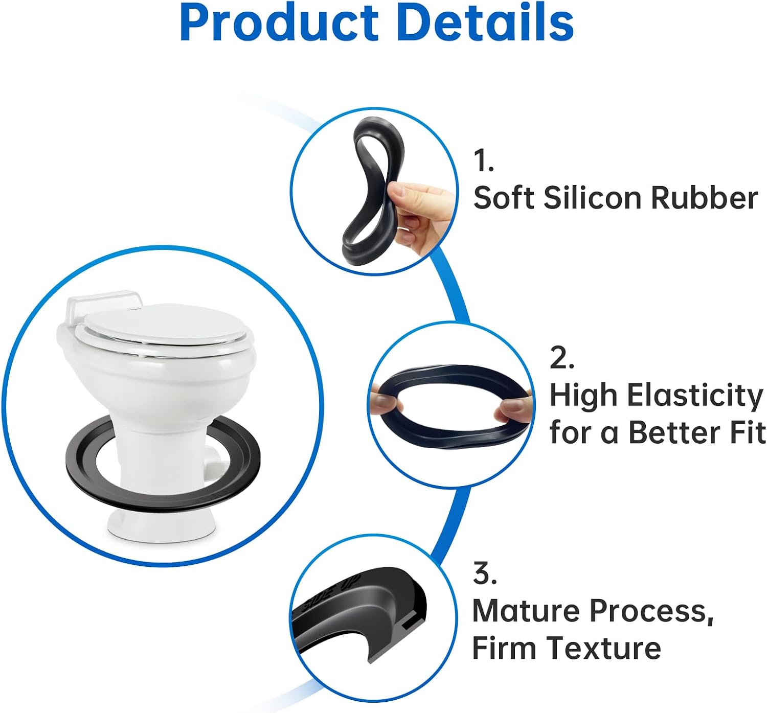 RV Toilet Seal 2-Pack, Flush Ball Seal Gasket Replacement for Dometic 300/310/320,Replace Part 385311658, Solve the Leakage Problem