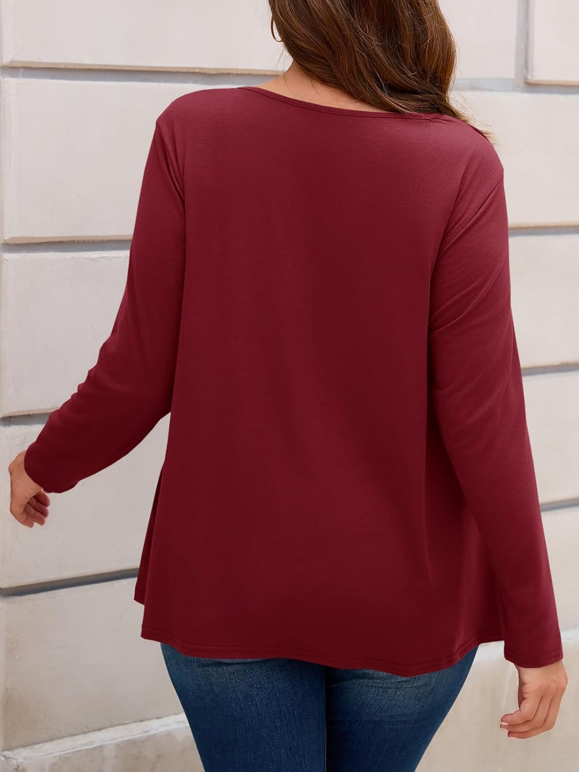 Yousify Womens Plus Size Long Sleeve Tops Cut Out Curvy Trendy Casual Shirts Loose Fit Flowy Tunic Tees - Image 5