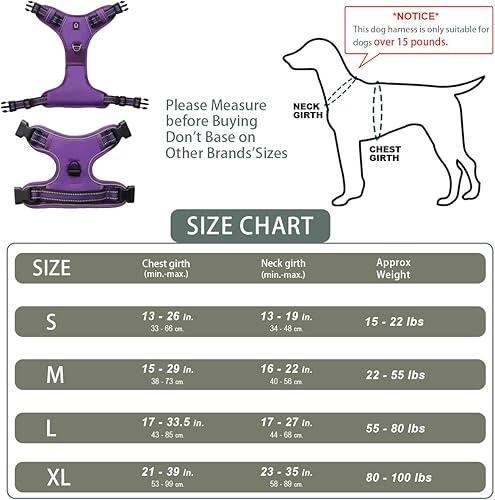 Miniatura 5 de Arnés para perro sin tirones, liberación en el cuello Chaleco reflectante ajustable sin estrangulamiento para mascotas con 2 accesorios delanteros y