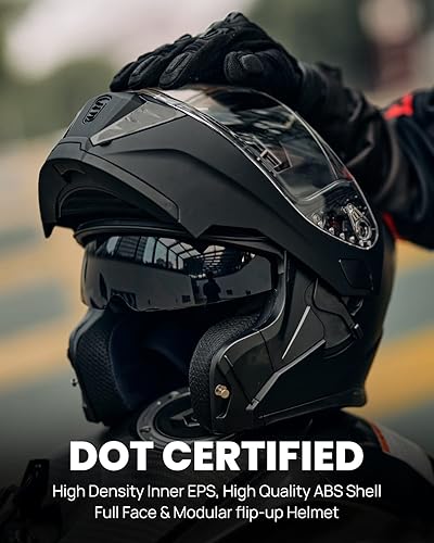 Miniatura 2 de ILM Casco modular de cara completa para motocicleta con visera doble para adultos, luz trasera LED opcional, aprobado por el DOT