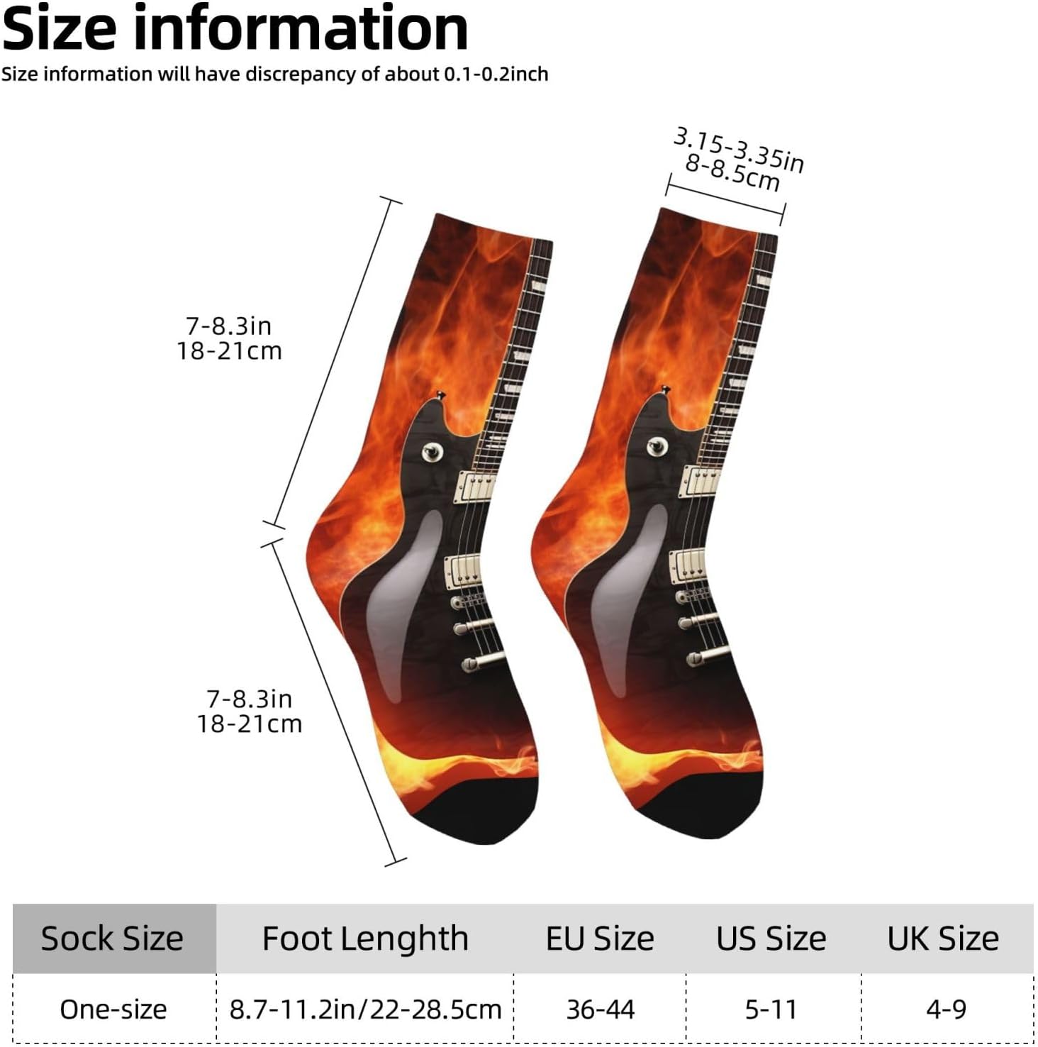 Rock Guitar Crew Socks for Men Women Moisture Wicking Cushion Athletic Sock Casual Novelty Socks Gift