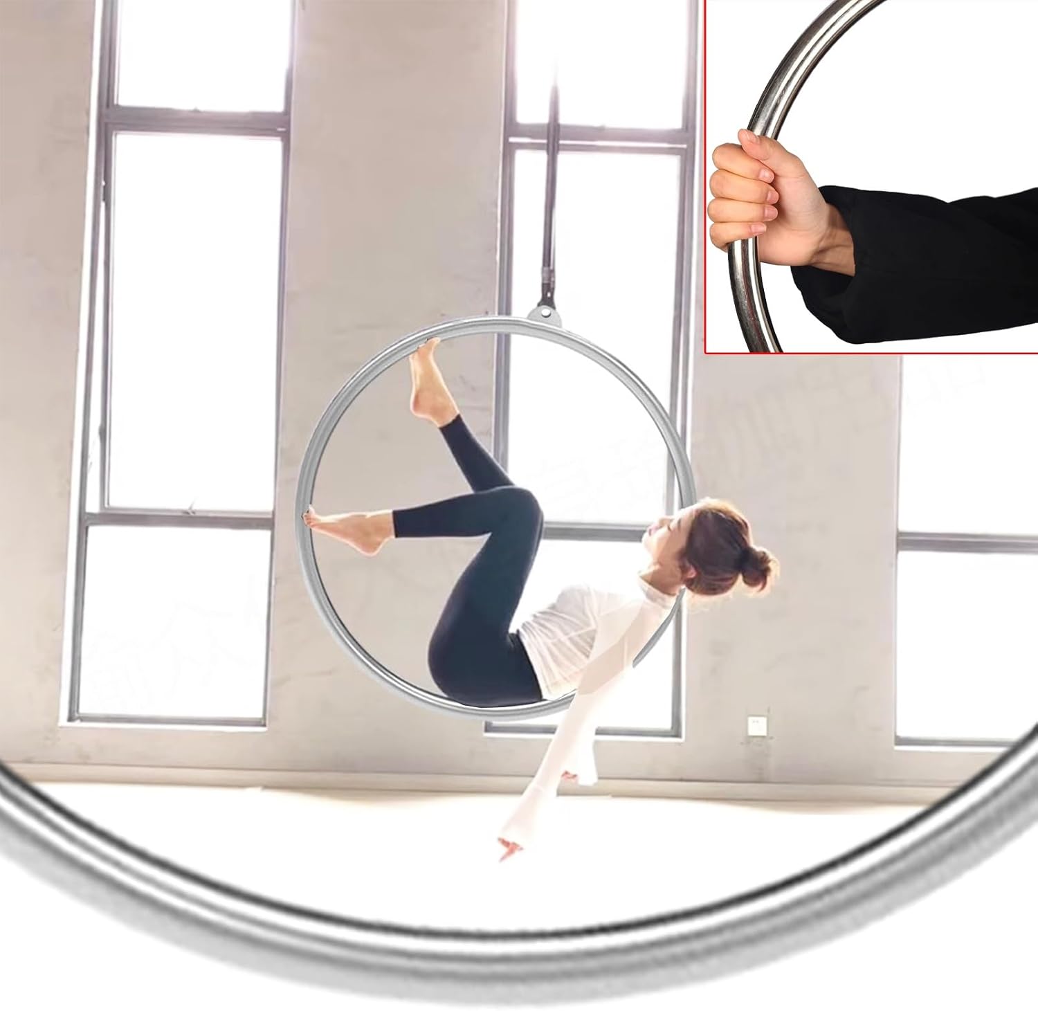 32mm Steel Hoop Set Yoga Aerial Hoop, Aerial Yoga Ring for Circus Dance Gymnastics Performance, Hoop Yoga Equipment