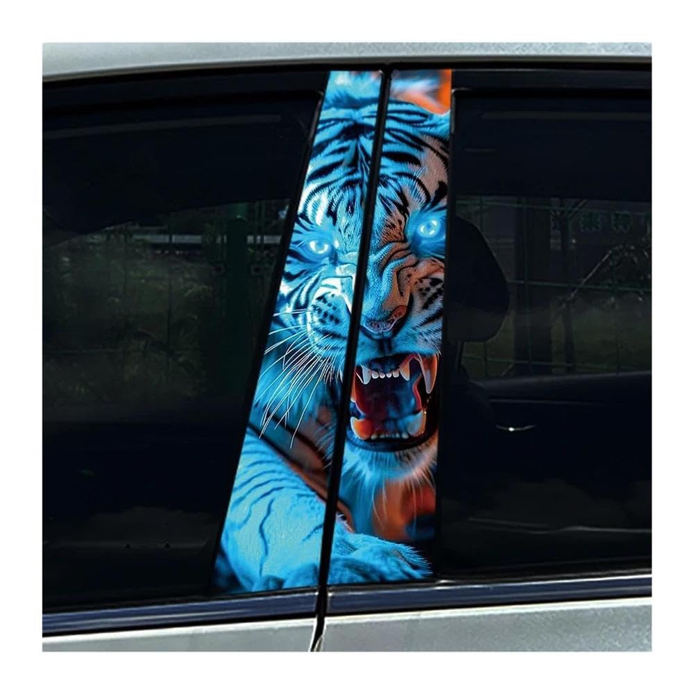 Decorative Items 2Pcs Car Center Column Stickers Blue Eyes Lion Auto B- Pillar Decoration Stickers(D)