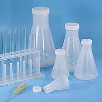 Vista 6 de PATIKIL Erlenmeyer - Frasco de plástico de 1.7 fl oz con tapas de rosca, paquete de 4 frascos cónicos de boca estrecha para laboratorio, transparente