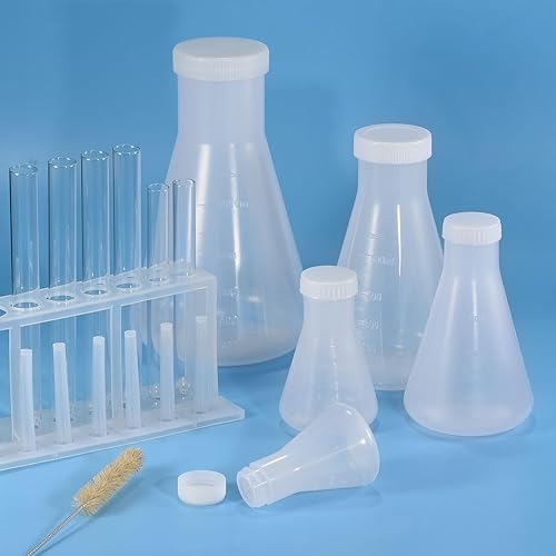 Miniatura 6 de PATIKIL Erlenmeyer - Frasco de plástico de 33.8 fl oz con tapas de rosca, 1 paquete de frasco cónico de boca estrecha para laboratorio, transparente