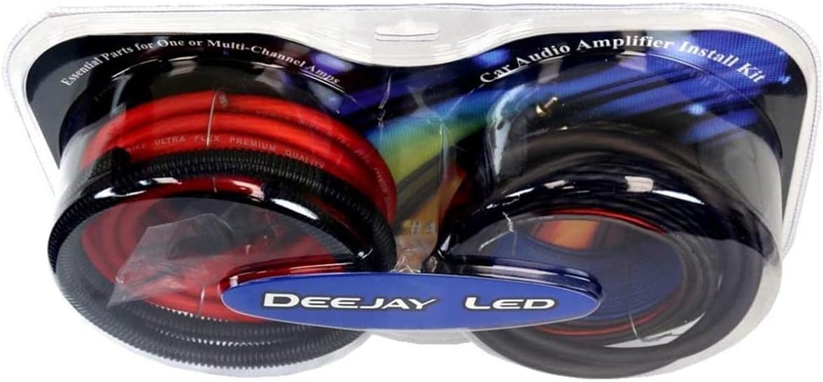 Deejay LED Auto Amplifier Installation Kit with #4-AWG CCA Main Power Cables for Car or Truck