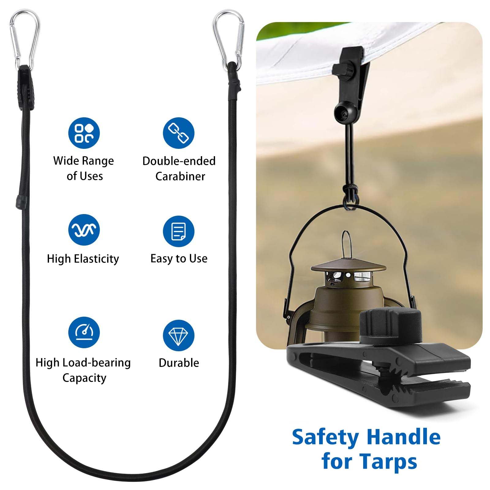 Lot De 2 Tendeurs Elastique Avec Mousqueton, 64 Cm Tendeur Velo Porte