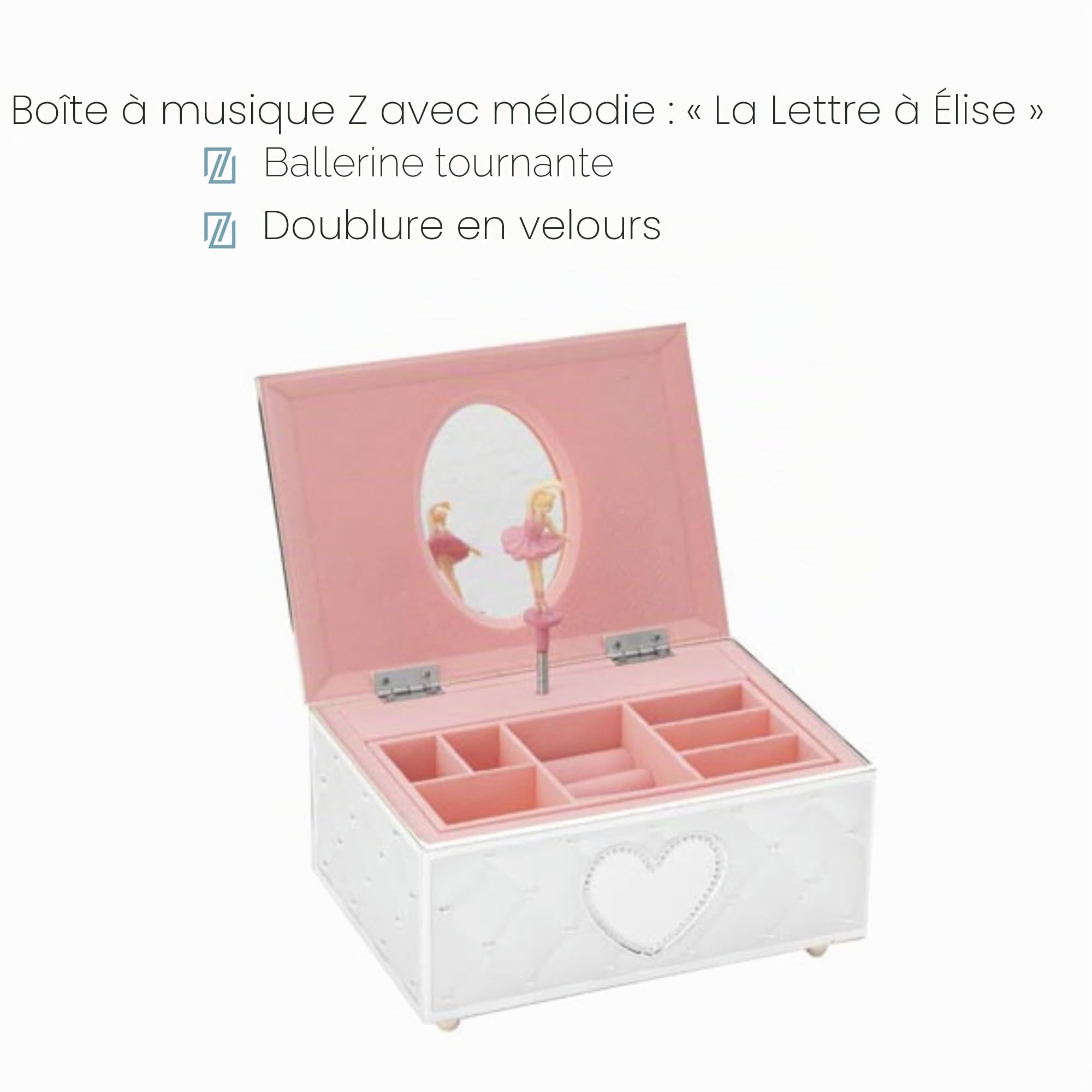 Zilverstad - Boîte à bijoux Ballerine argentée (avec boîte à musique)