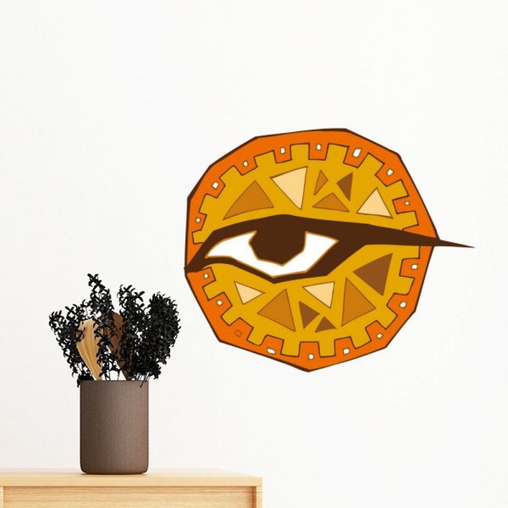 Stickers Mural Amovible Égypte Totem Rouge Jaune Papier Peint Autocollant Facile à Poser 70cm