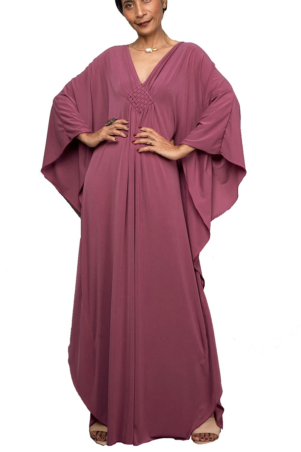 LikeJump Damen Boho Kimono Lang Kaftan Kleid Strandkleider Cardigan Pareo Bikini Cover Ups