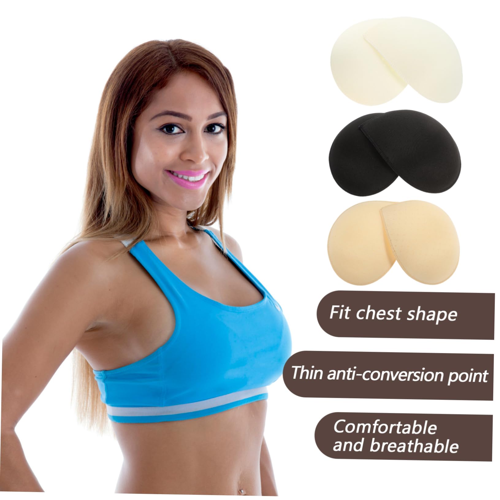 BESPORTBLE Almohadillas Para Sostenes De Inserciones De Tazas Para Bikini Yoga Y Deporte Blanco Negro Y Transpirables Antideslizante Reutilizables