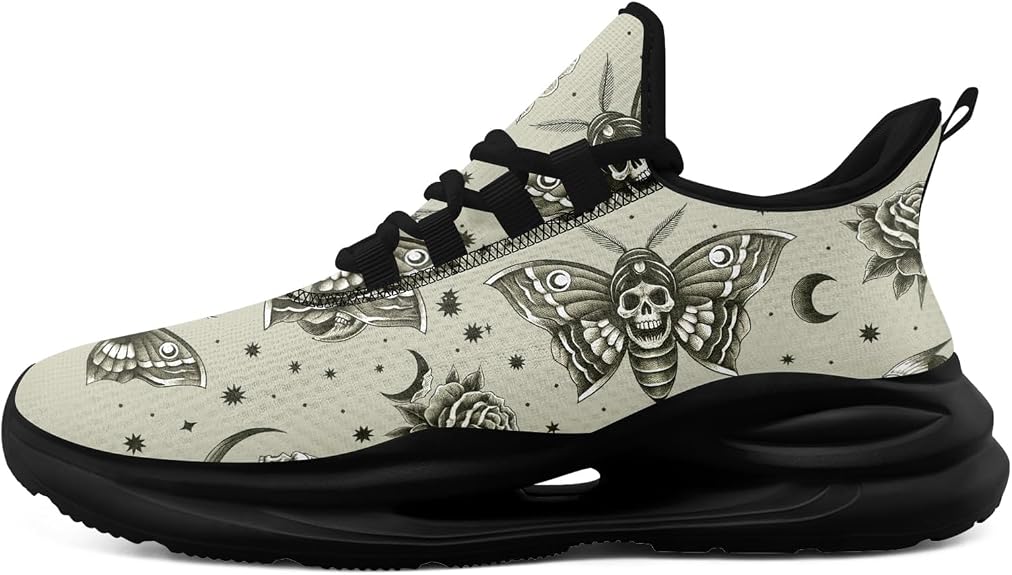 Men's Gothic Skull Sneakers – Breathable Mesh Trail Running Shoes Casual & Sports Athletic Sneakers for Women