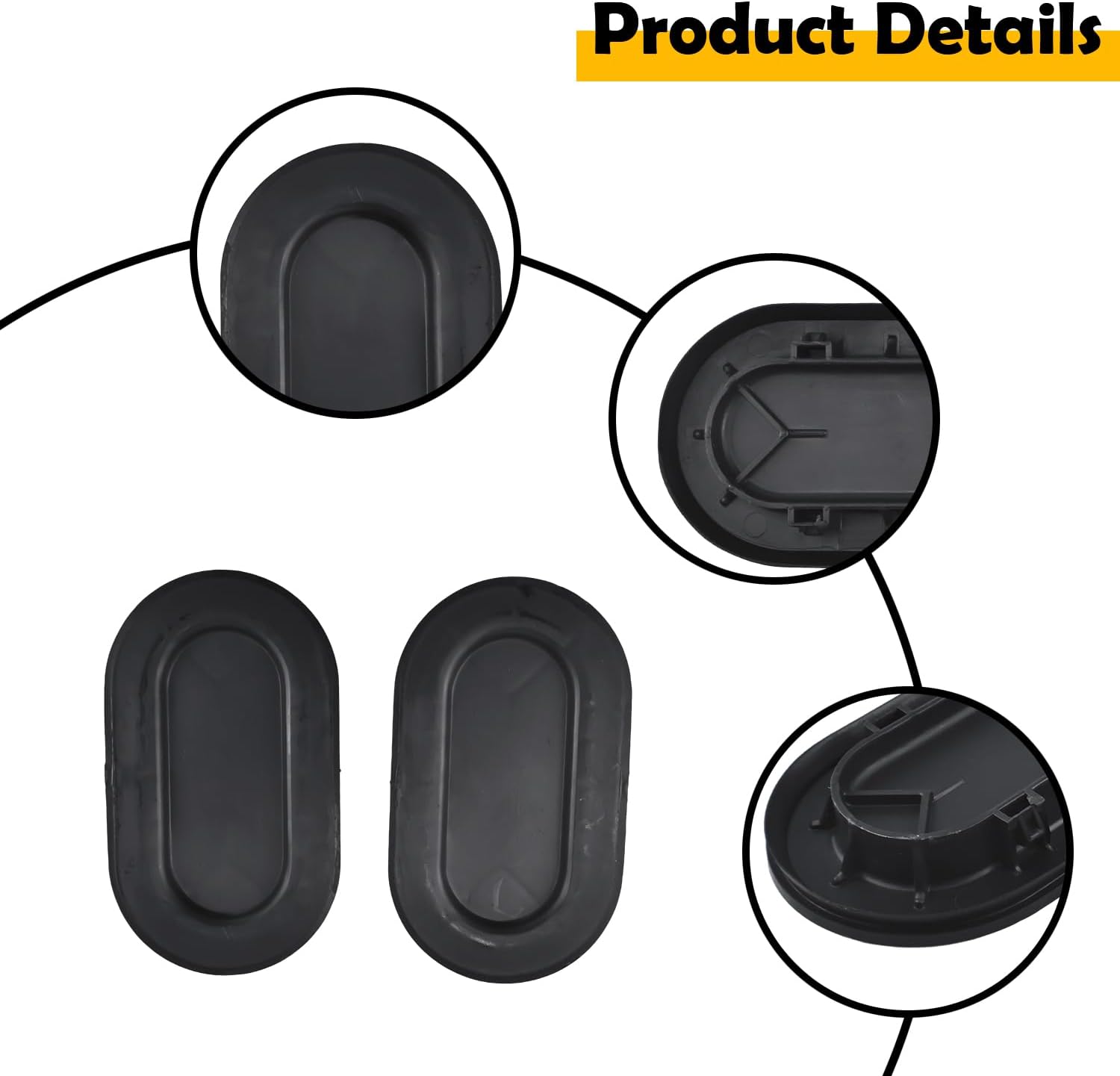 2Pcs 4L3Z-99277B76-AA 4L3Z99277B76AA Truck Bed Oval Drain Plug Cover Cap Compatible With Ford F150 1997-2024 F250 F350 2017-2024 F450 F550 2017 Black Rubber Plastic