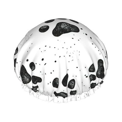 WURTON Gorro de ducha con estampado de patas de perro, suave, reutilizable, doble capa impermeable, gorro de baño para mujer, transpirable,