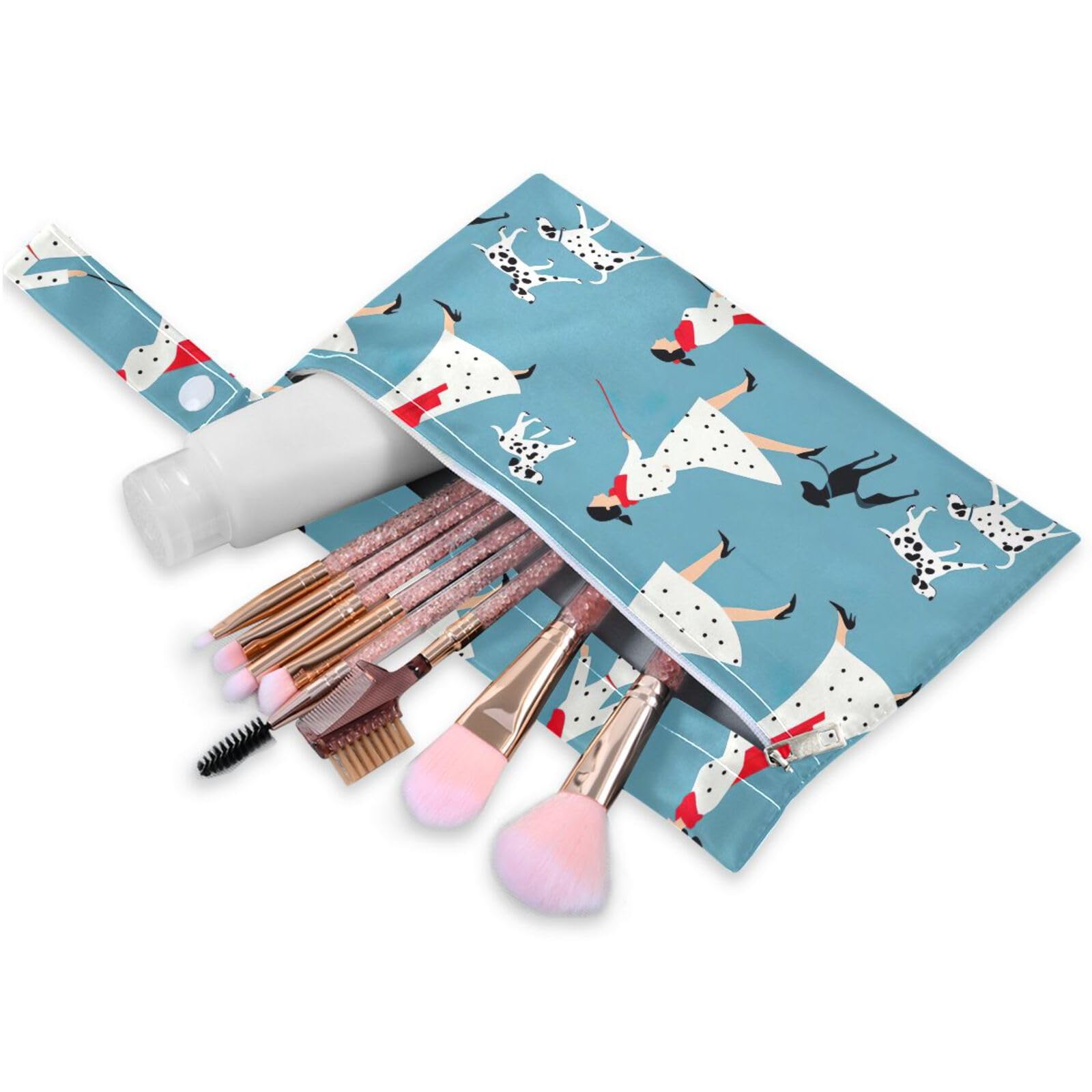 Coikll Wet Dry Bags for Cloth Diaper 2 Pack Waterproof Yoga Gym Bag for Swimsuit Wet Clothes Baby Items-?Lady and Dalmatians?