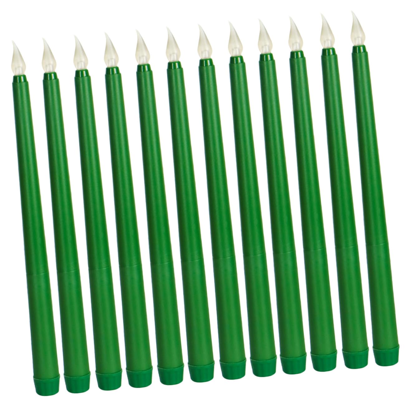 ABOOFAN 12 Pezzi Candele LED senza Fiamma Verdi, Alimentate a Batteria, Realizzate in Pp e Led, Perfette per Decorazioni su Bancone e Scrivania