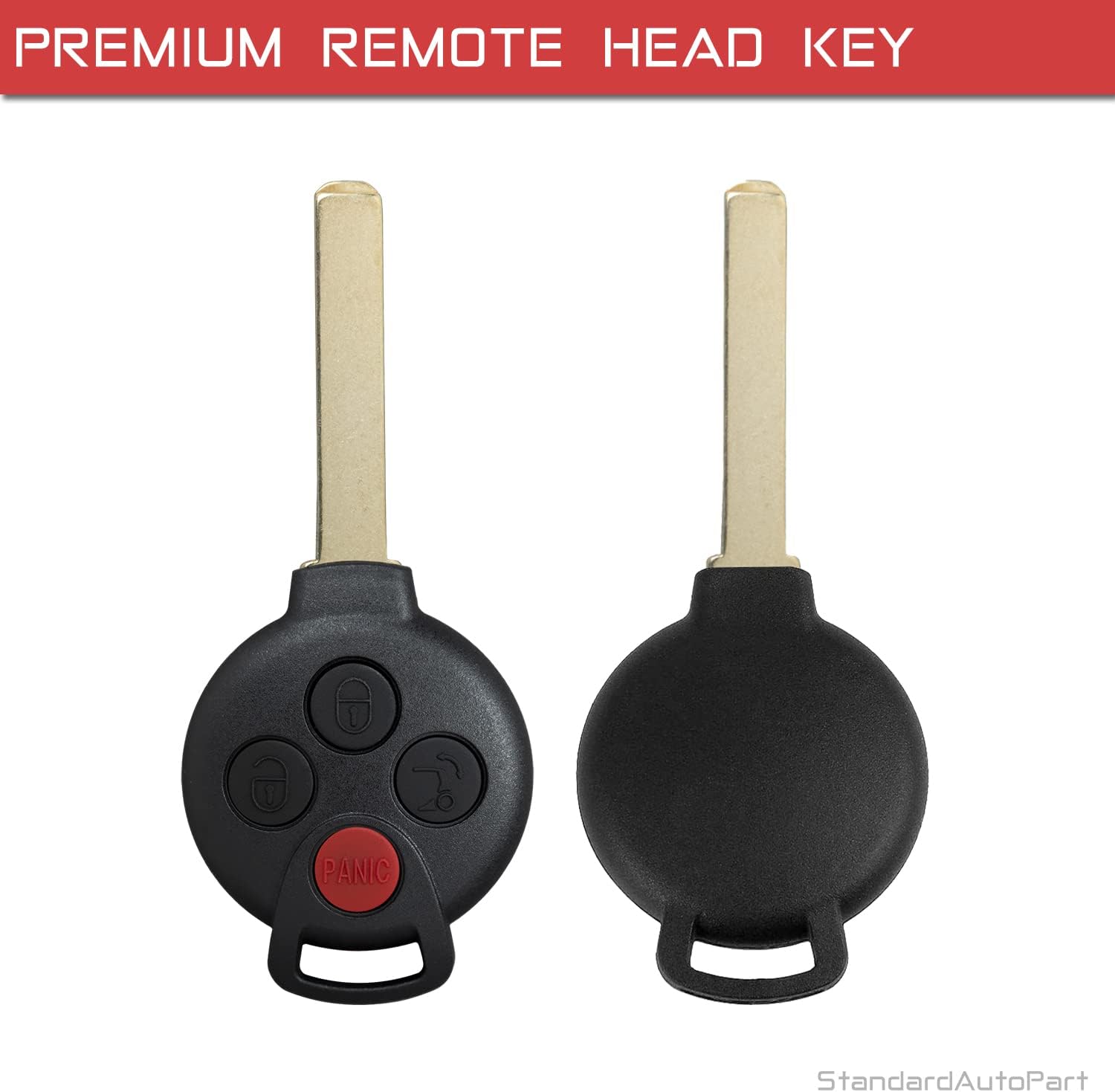 StandardAutoPart 4 Button Remote Head Key Compatible with Mercedes Benz Smart Fortwo (2008-2015) KR55WK45144 (Complete Remote)