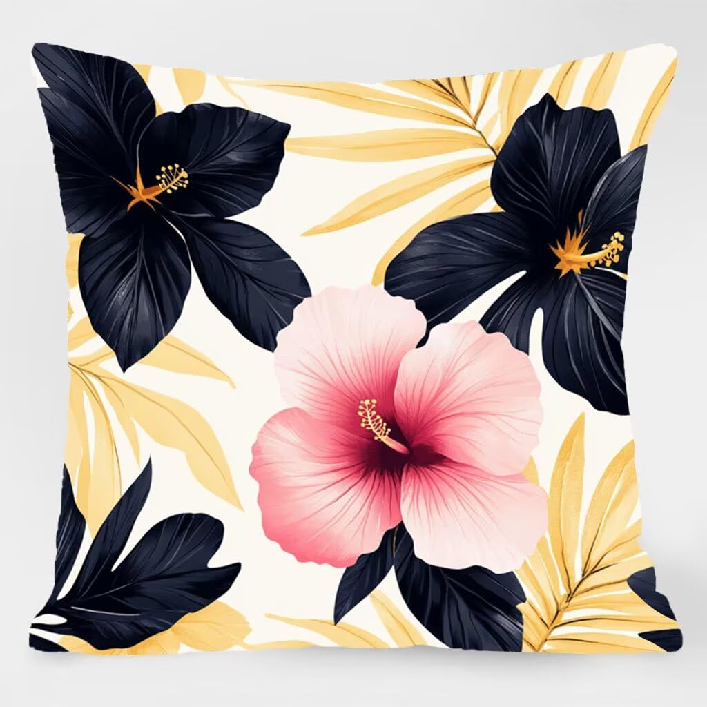 Poszewki na poduszki 66 x 61 cm, kwiatowe poduszki na zewnątrz wodoodporne kwadratowe poszewki na poduszki 4 sztuki, prostota dwustronny nadruk dekoracyjne poszewki na poduszki do dekoracji domu sofa