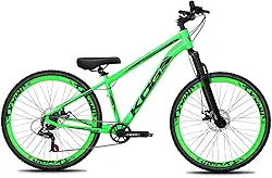Bicicleta Aro 26 KOG 1x7 Freeride – Bike para Grau, Freeride Urbano, Suspensão 80mm, Freios a Disco, 7 Velocidades, Verde Chiclete