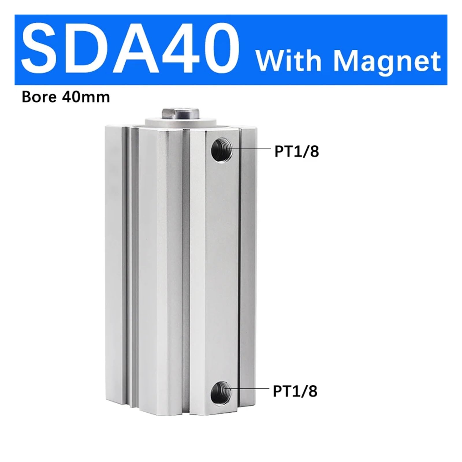 SDA32/40/50/63 Mm De Diámetro 110 120 125 130 140 150 Mm Lang Stroke Cilindro Neumático De Aire De Doble Acción Pistón Compacto (Size : SDA40 With Magnet, Color : Stroke 130mm)