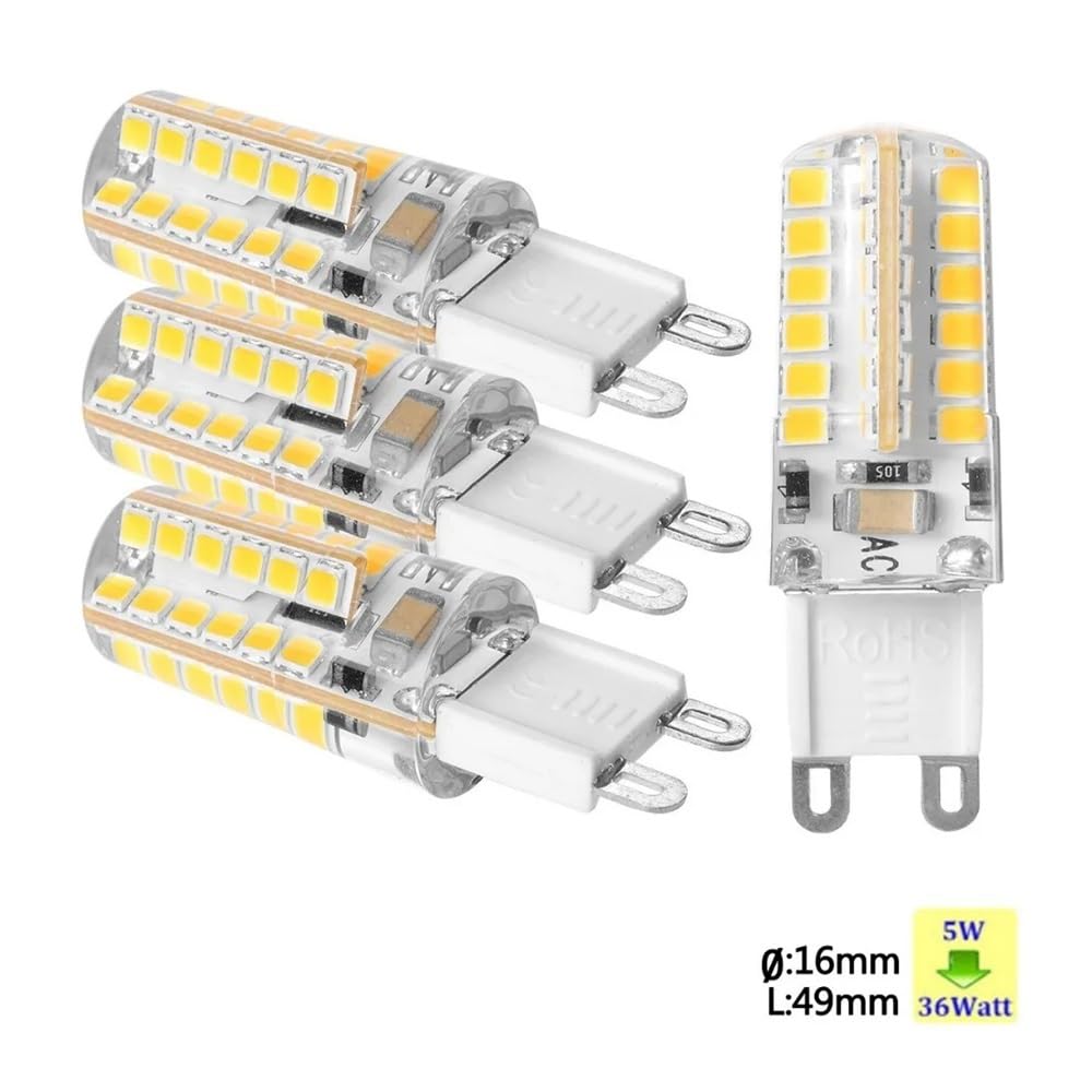 1fortunate Paquete de 50, lámpara LED de maíz AC220V G9 5W 48-SMD2835 450LM luces blancas frías/blancas cálidas(Cold White)