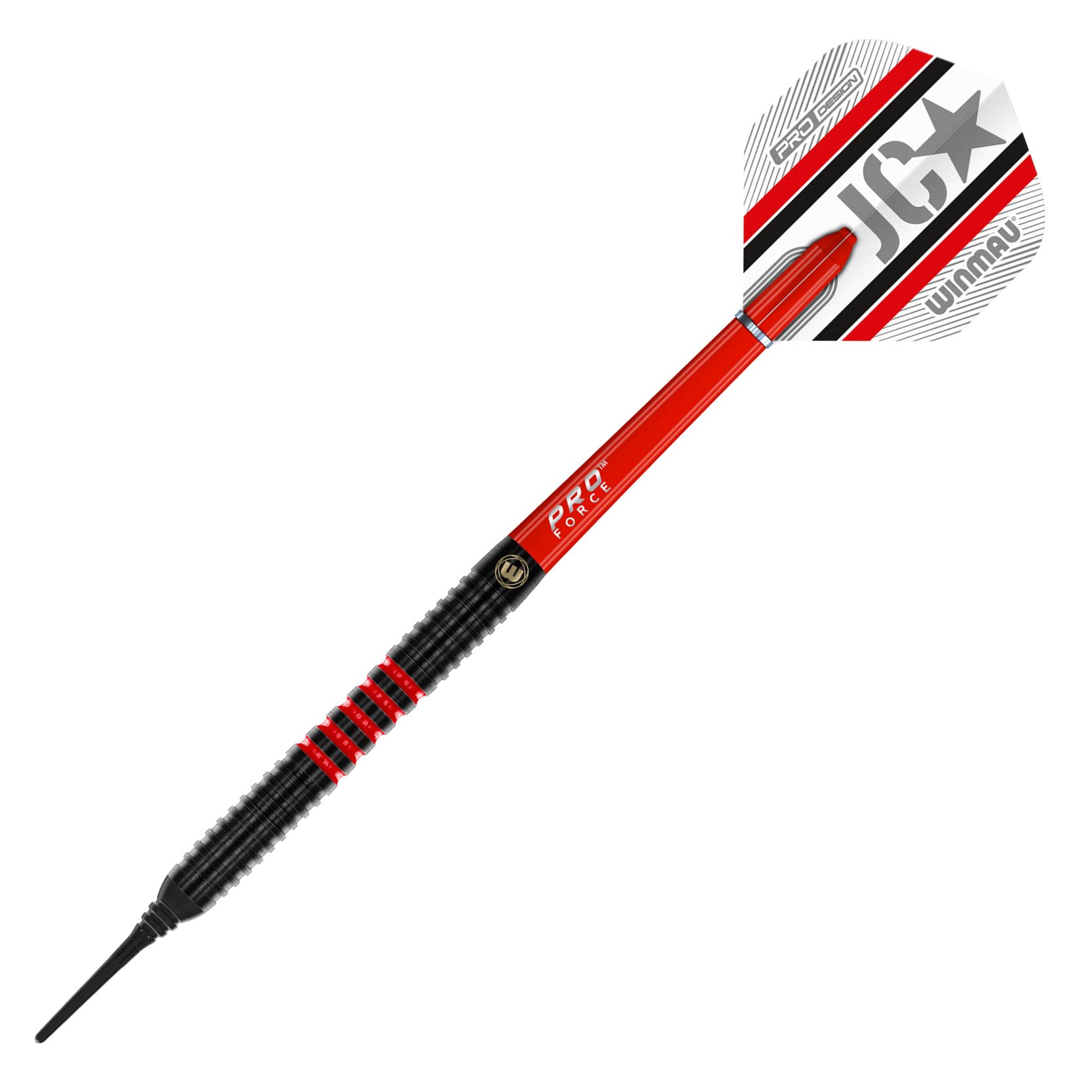 WINMAU Jeu de fléchettes 85% Pro-Series à Pointe Souple avec ailettes et tiges de fléchettes