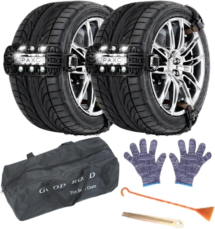 6-Pack Tire Snow Chains for Cars SUVs Trucks, Universal Fit 165-265mm Tires, Anti-Slip Winter Chains Traction Kit, Winter Accessories For Car Chain