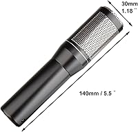 Vista 6 de Micrófono de grabación de estudio de sonido E300, micrófono de transmisión de condensador, canto de karaoke para grabación, soporte de escritorio