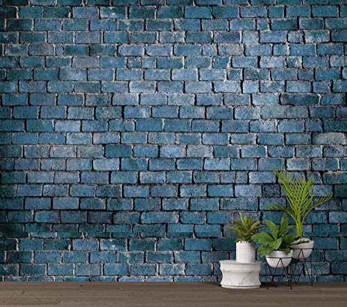 Image of DWELLSINDIA 3D Brick Midnight Blue Self Adhesive Wallpaper Waterproof, Scratch Resistant, Laminated 41cmx244cm