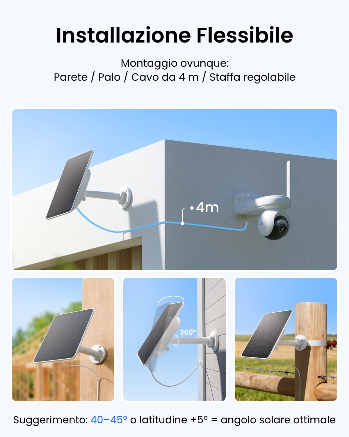 Reolink Pannello Solare 2S con Batteria da 5900 mAh, Caricatore Solare da 6 W per Telecamere a Batteria, Ricarica a Freddo e Soluzione di Alimentazione all’Aperto Impermeabile IP67