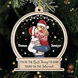 Pawfect House Christmas Kissing Couple Best Thing On The Internet, Christmas Anniversary Birthday Gifts for Couples, Personalized Couple Acrylic Christmas Ornaments, Romantic Gifts for Husband, Wife