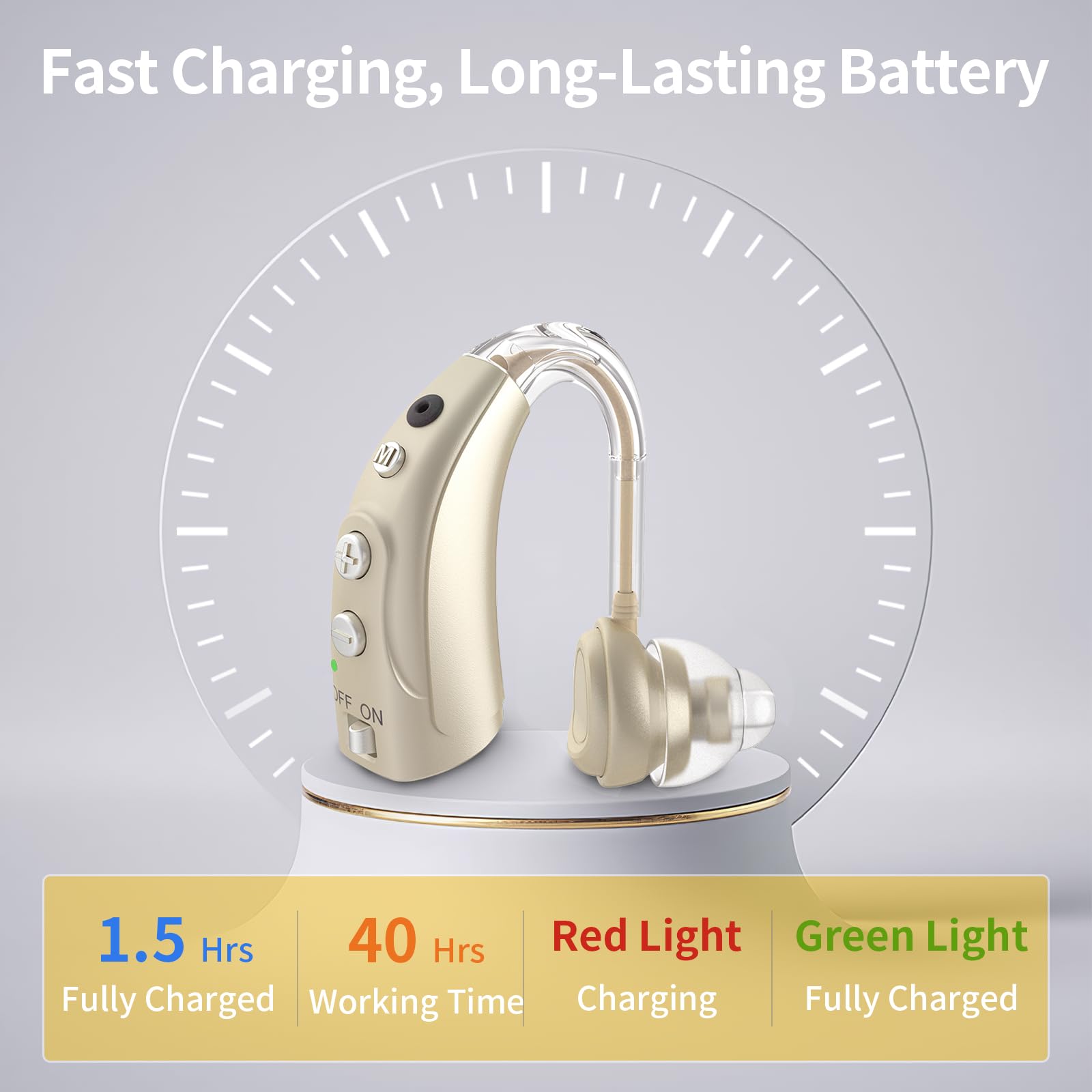 JYYRC Dispositivo audio ricaricabile, con 4 modalità di riduzione intelligente del rumore e chip a 16 canali (2, Oro)
