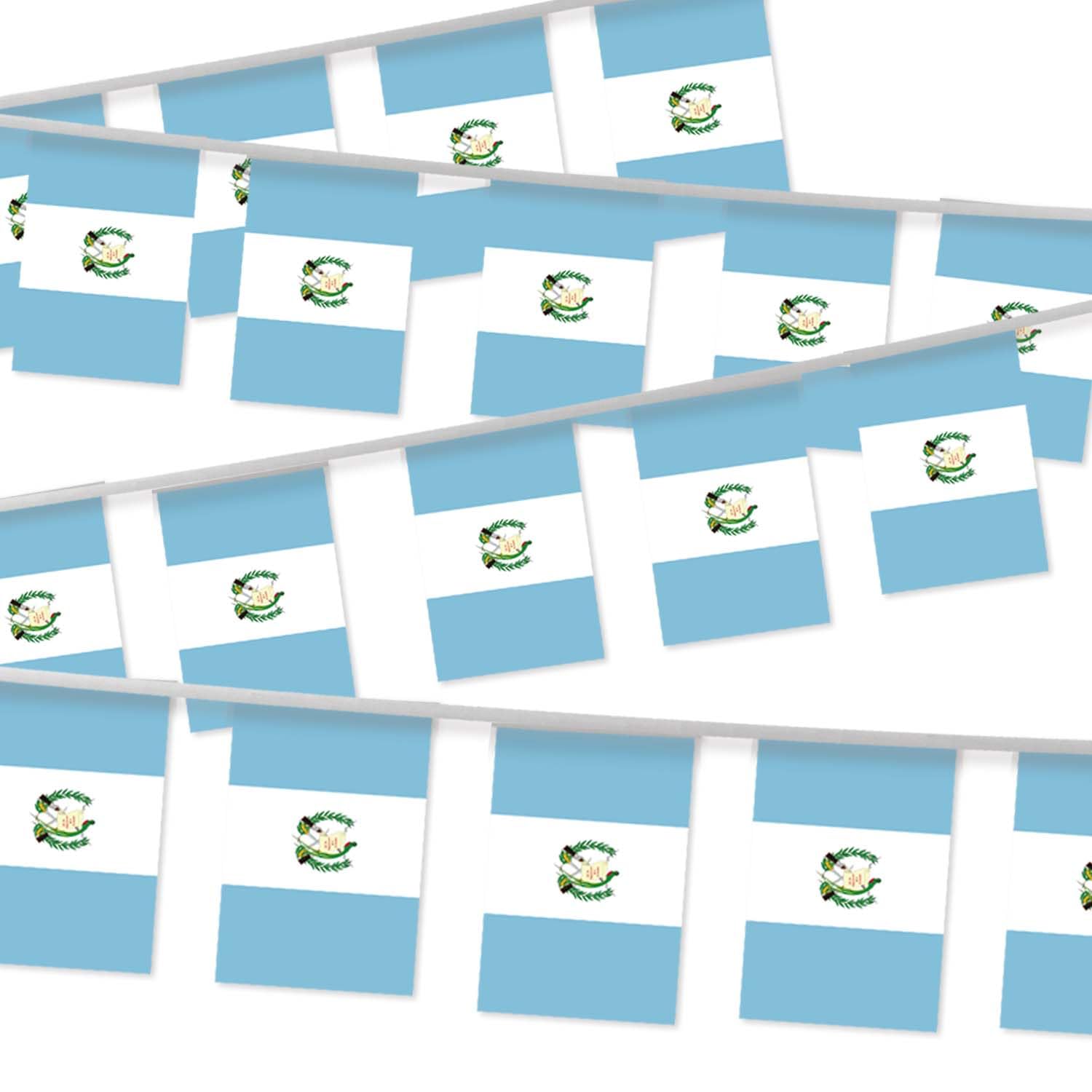 32FT Guatemala Pennant Small Flag Bunting,30 PCS Mini String Banner Stripes Guatemalan Decor Rectangle for Holiday Restaurant Home Party School โ image 1