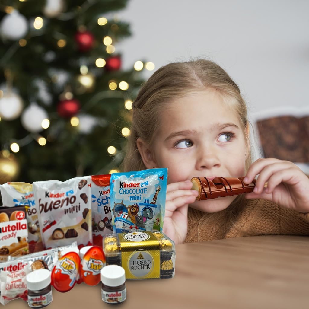 Casa Kinder Navidad Grande: Surtido de Chocolates Navidad con Kinder y Ferrero - Caja Regalo con Kinder Bueno, Kinder Joy, Happy Hippo, Ferrero Rocher y más