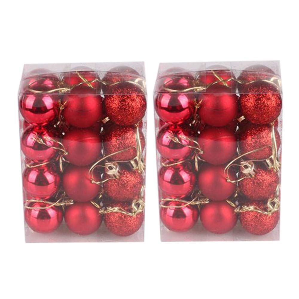 Amhomely Red Christmas Decorations Sale,48Pc 30Mm Christmas Xmas Tree Ball Bauble Hanging Home Party Ornament Decor Merry Christmas Decorative Xmas Decor Ornaments Party Decor For Kids Adults