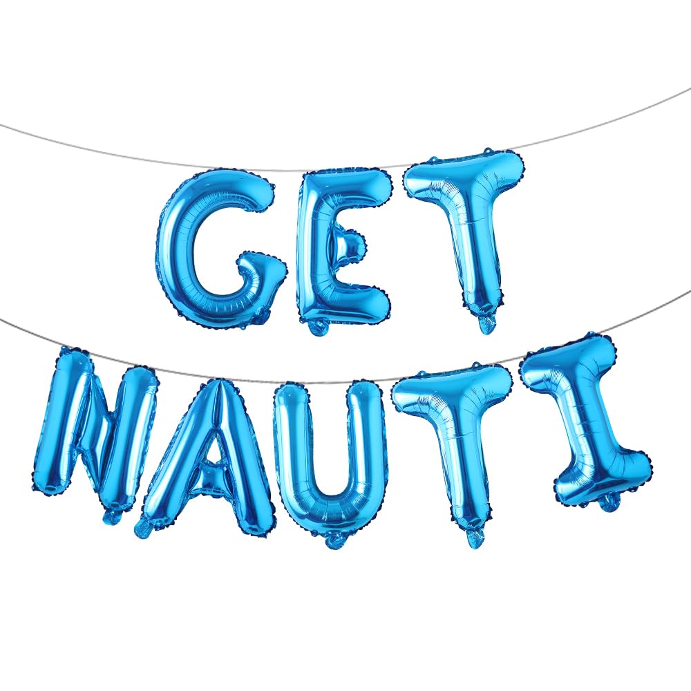 16 inch Multicolor Nautical Bachelorette Party Decorations – Bachelorette Party Favors Nautical Bridal Shower Decorations – Bachelorette Balloons Decor – Get Nauti Balloons banner (GET NAUTI Blue)