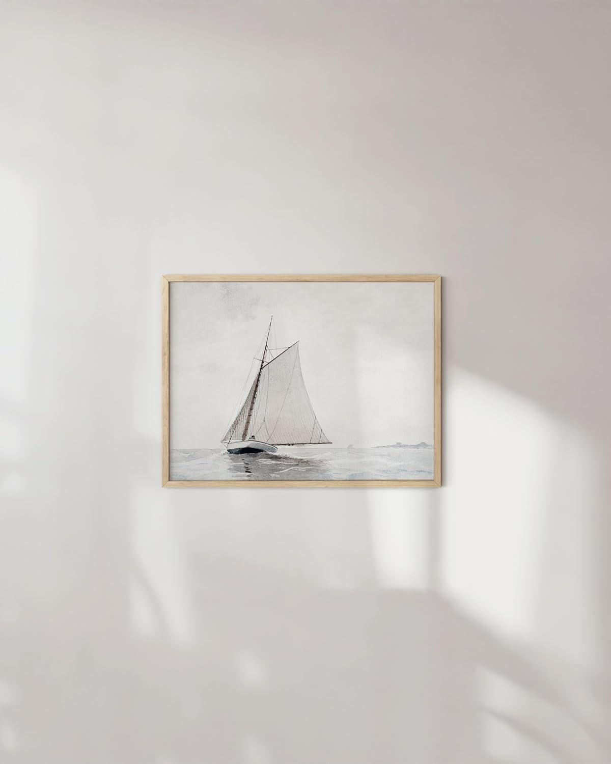 HAUS AND HUES Sailboat Wall Art - Vintage and Modern Frame Wall Art Collection, Nautical wall art, Landscape, and Antique Inspired Pieces for Every Room (Beige Frame, 11x14)