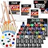 ESRICH Acrylic Paint Canvas Set,42 Piece Professional Premium Paint Kit with 1 Wood Easel,24Colors,10 Brushes,6 Canvases, Painting Supplies Kit for Kids,Students, Artists and Beginner