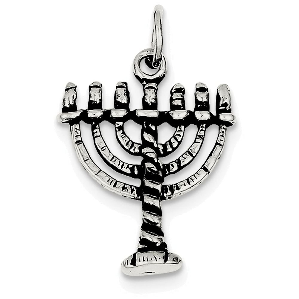 FJC Finejewelers Sterling Silver Antiqued Menorah Charm