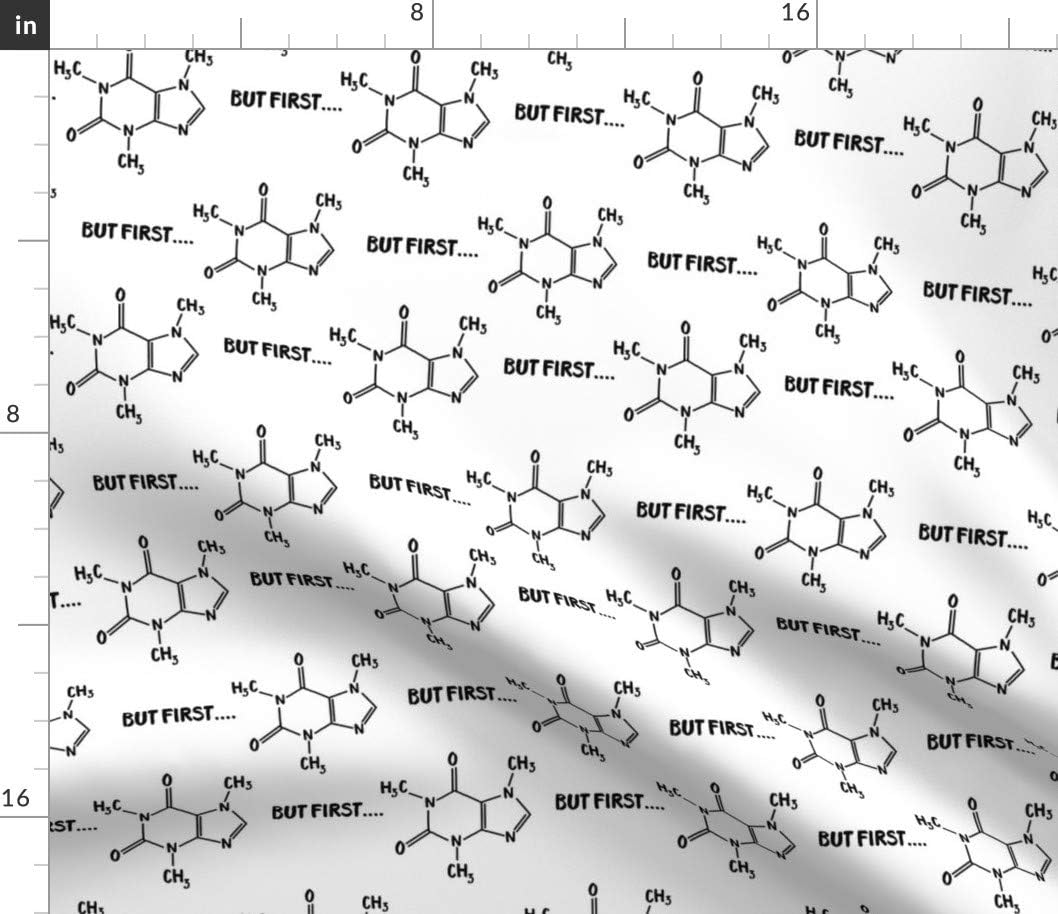 Spoonflower Fabric - Coffee Chemistry Geek Caffeine Science Printed on Petal Signature Cotton Fabric by The Yard - Sewing Quilting Apparel Crafts Decor